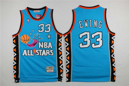 Maillot De Basket All Star 19916 NBA East Patrick Ewing 33 Engrener Bleu
